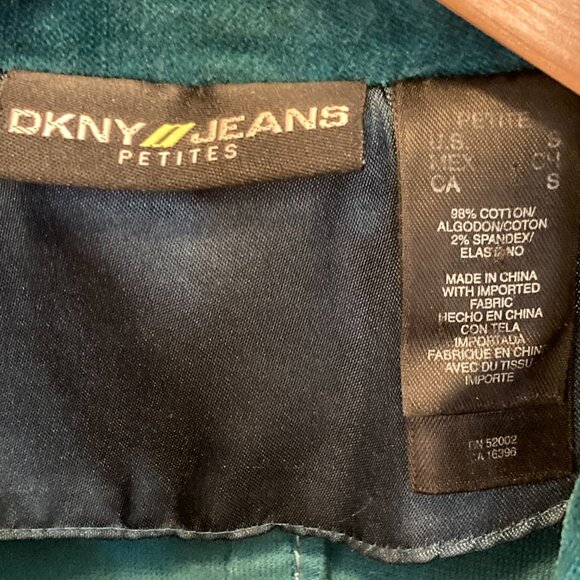 DKNY Jeans Vintage Velvet Jacket, Teal, SP - Picture 3 of 4